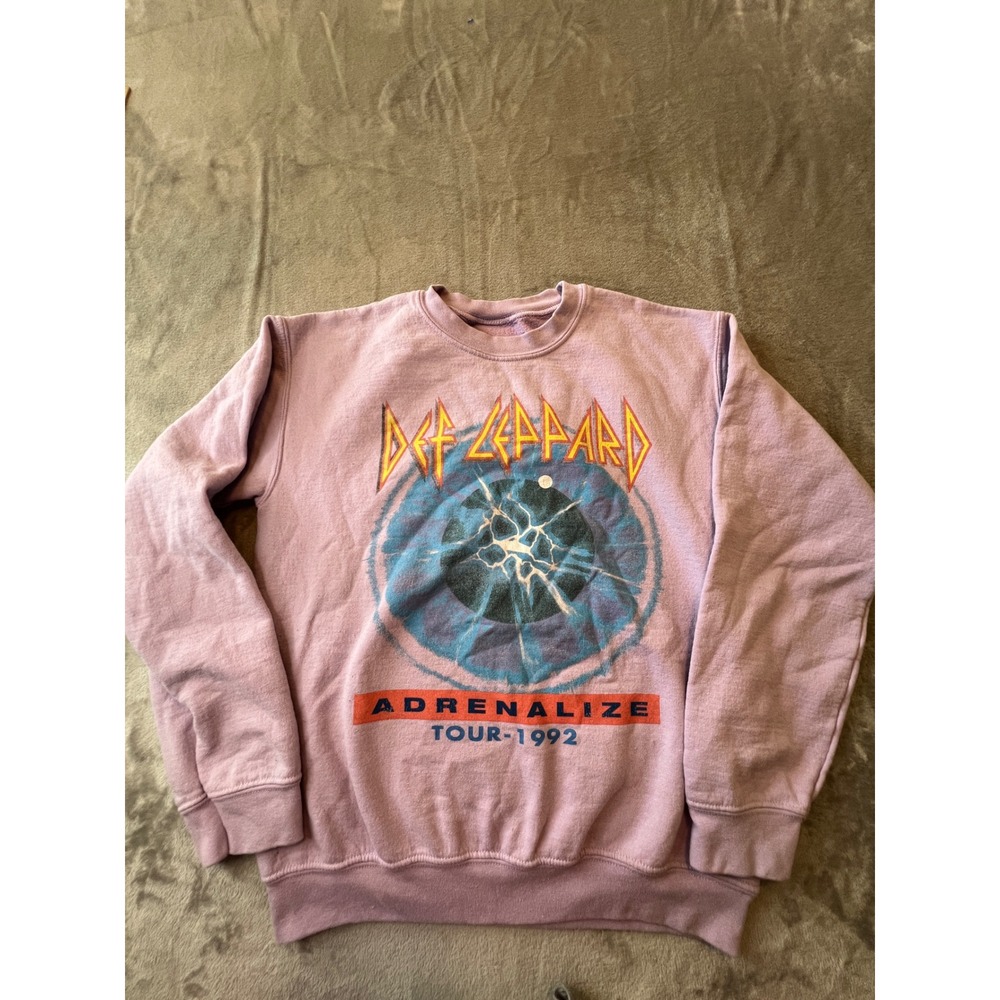 Def Leppard Sweatshirt Women S Purple Adrenalize Tour 1992 Graphic Pullover